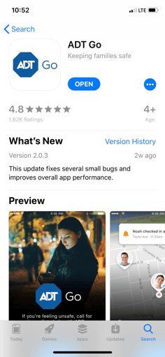 ADT Go App Personal Security App rated 4.8 out of 5