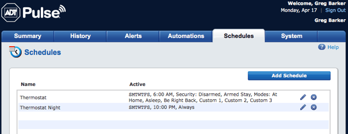 ADT Thermostat Control with Pulse Automation and Schedules