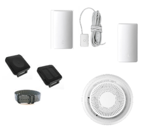 ADT Command SiX Sensors: Panic button, Medical panic button, outdoor siren, flood detector and temperature sensor